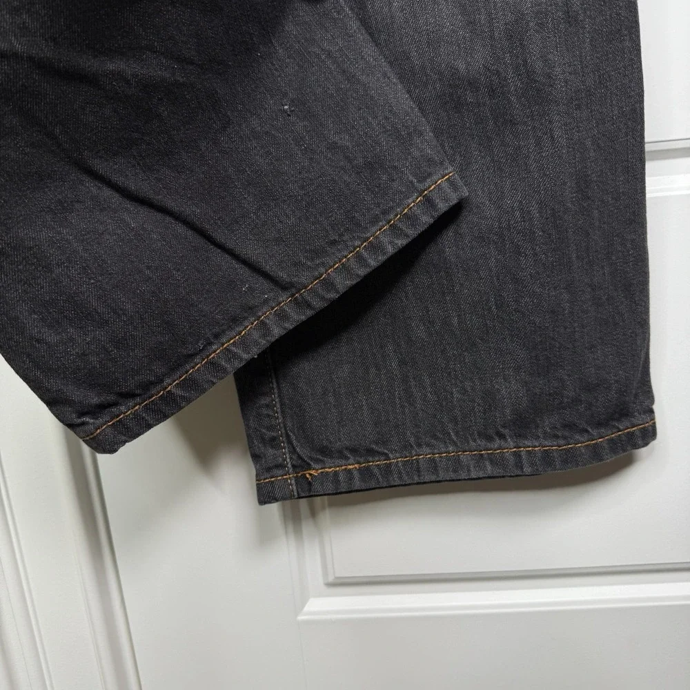 Levis 569 Baggy Jeans 38/32 (39/29.5) Black Washed Grunge Wide Y2K Flap Pocket